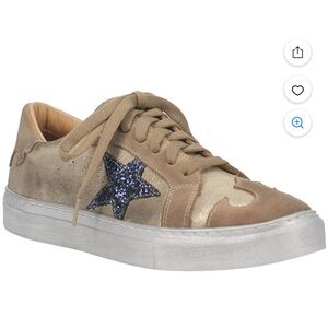 NWT DINGO Golden Suede Lace-Up Sneaker Navy Blue Glitter Star Goose Vibe SZ 11